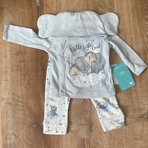 Disney Baby Hooded Outfit in Light Gray & Cream with Star Accents